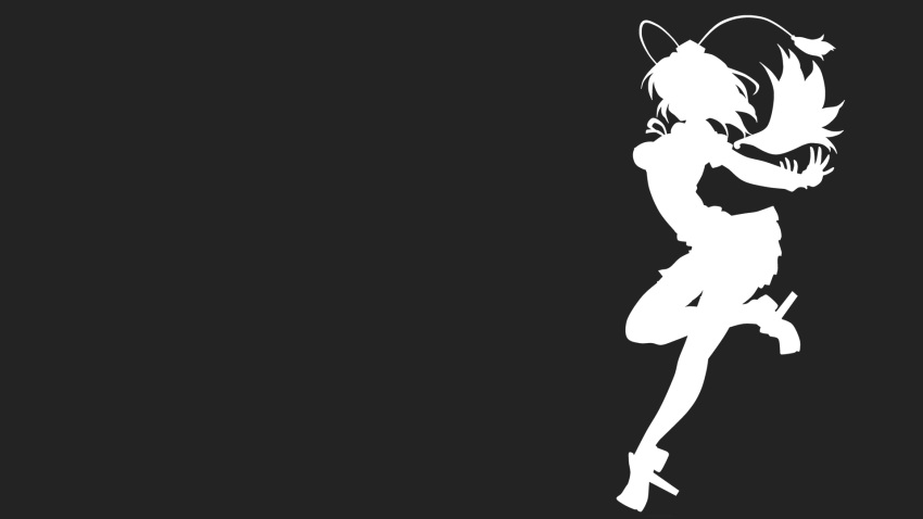 kitazinger monochrome shameimaru_aya silhouette touhou