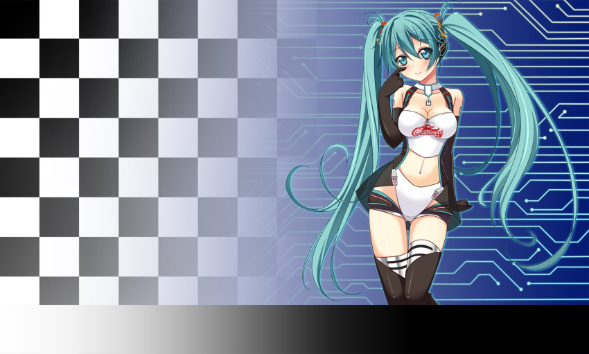 aqua_hair asakura_ryou hatsune_miku thighhighs twintails vocaloid