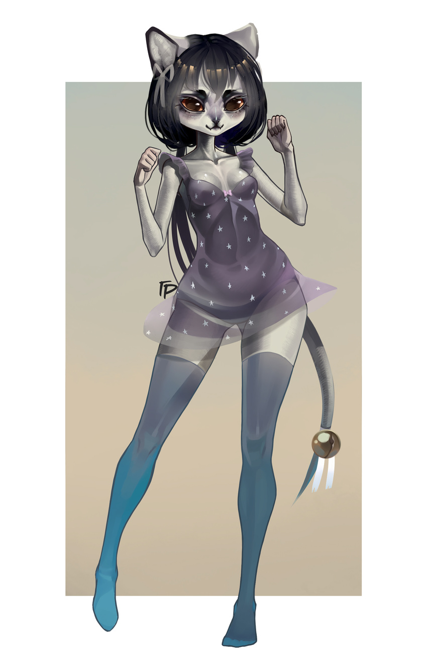 9:14 absurd_res anthro black_gargoyley clothed clothing digital_media_(artwork) felid female fur hair hi_res looking_at_viewer mammal shaded simple_background smile solo standing wide_hips