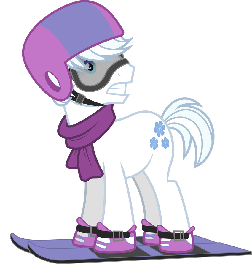 2015 absurd_res alpha_channel armor big_eyes blue_eyes cutie_mark double_diamond_(mlp) earth_pony equid equine eyewear feral friendship_is_magic fur goggles hair hasbro headgear helmet hi_res horse looking_back male mammal masemj mostly_nude my_little_pony pony scarf short_hair side_view simple_background ski solo teeth toony transparent_background white_body white_fur white_hair