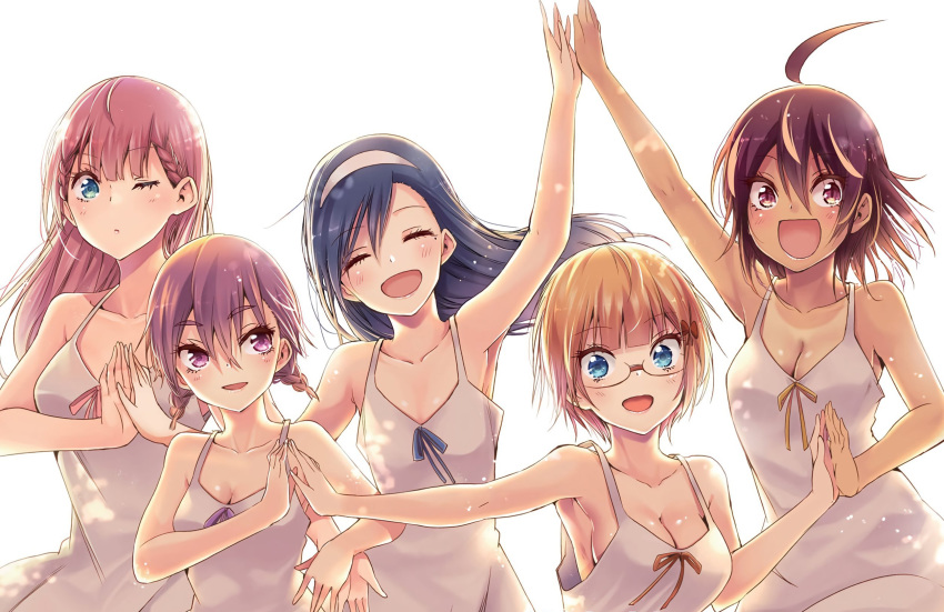 bokutachi_wa_benkyou_ga_dekinai cleavage dress furuhashi_fumino kirisu_mafuyu kominami_asumi megane no_bra ogata_rizu summer_dress takemoto_uruka tsutsui_taishi