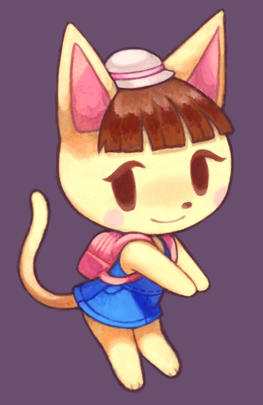 animal_crossing anthro clothed clothing domestic_cat felid feline felis female headgear headwear hi_res katie_(animal_crossing) mammal nintendo robo_(pixiv) simple_background solo video_games