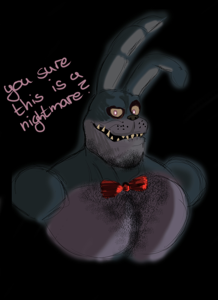 2018 absurd_res anthro body_hair chest_hair digital_media_(artwork) facial_hair five_nights_at_freddy's five_nights_at_freddy's_2 five_nights_at_freddy's_4 hair hi_res lagomorph leporid looking_at_viewer machine male mammal muscular muscular_anthro muscular_male nightmare_bonnie_(fnaf) nude pecs pubes rabbit robot scottgames simple_background smile solo