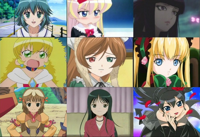 6+girls altessa_(futagohime) anime_screenshot annotated basilisk_(manga) blonde_hair collage da_capo da_capo_i fushigiboshi_no_futago_hime heterochromia hotarubi kuromi kurumi_nui mizukoshi_mako multiple_girls onegai_my_melody pani_poni_dash! petopetosan re_mii rebecca_miyamoto rozen_maiden sahara_chochomaru sahara_kuguru sanrio shinku suiseiseki zoids zoids_genesis