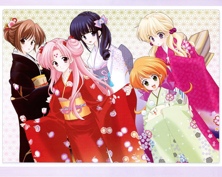 fukuyama_lisa girls_bravo japanese_clothes kimono kojima_kirie koyomi_hare_nanaka miharu_sena_kanaka tomoka_lana_jude