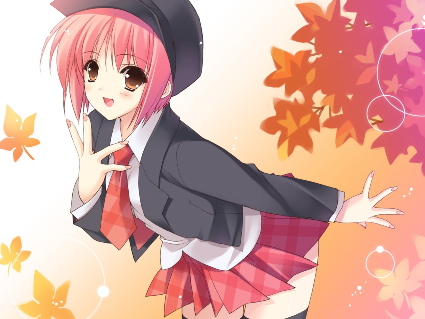 akino_momiji knee_socks leaves sakura_musubi suzuhira_hiro wallpaper