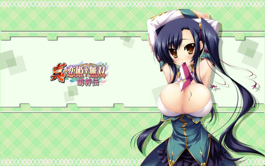 baseson cleavage kanu katagiri_hinata koihime_musou shin_koihime_musou wallpaper