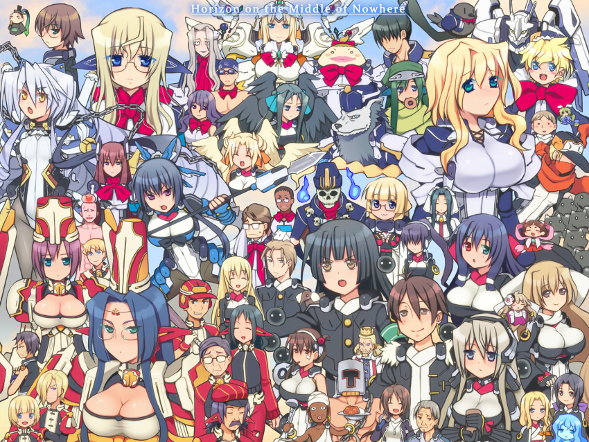 adele_balfetto aoi_kimi aoi_toori artist_request asama_tomo azuma_(horizon) blonde_hair blue_eyes brown_hair dark_skin elizabeth_(horizon) everyone francis_drake glasses grace_o'malley green_eyes highres honda_futayo honda_masazumi horizon_ariadust juana kurarin kyoukai_senjou_no_horizon kyoukaisenjou_no_horizon margot_knight mary_stuart musashi_(horizon) nate_mitotsudaira neito_mitotsudaira nicholas_bacon purple_eyes purple_hair tachibana_gin tenzou_crossunite yellow_eyes