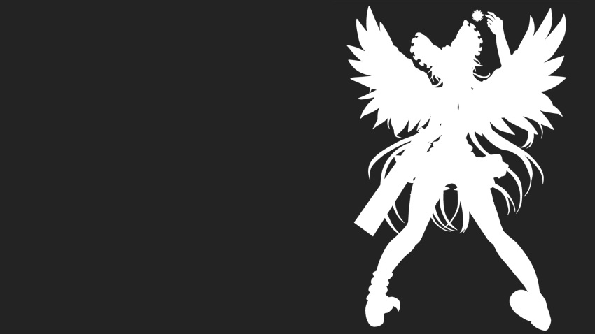 kitazinger monochrome reiuji_utsuho silhouette touhou