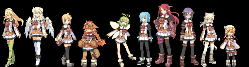 6+girls bahamut_(totomono) celestia_(totomono) diablos_(totomono) dwarf_(totomono) elf elf_(totomono) fairy_(totomono) felpurr gnome_(totomono) human_(totomono) ken_to_mahou_to_gakuen_mono ken_to_mahou_to_gakuen_mono_2 khulaz multiple_girls official_art pantyhose pointy_ears thighhighs