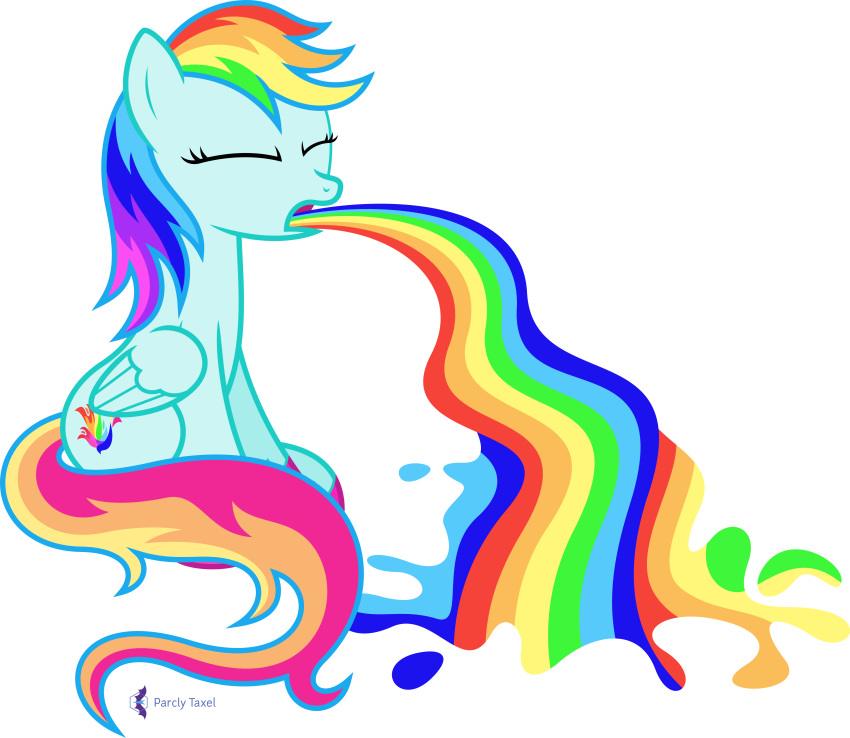 2020 absurd_res alpha_channel blue_body bodily_fluids closed_eyes equid equine fan_character female feral filth hair hasbro hi_res mammal multicolored_hair multicolored_tail my_little_pony mythological_creature mythological_equine mythology parclytaxel pegasus rainbow_hair rainbow_tail signature simple_background sitting solo tail technicolor_yawn transparent_background vomit vomiting wings