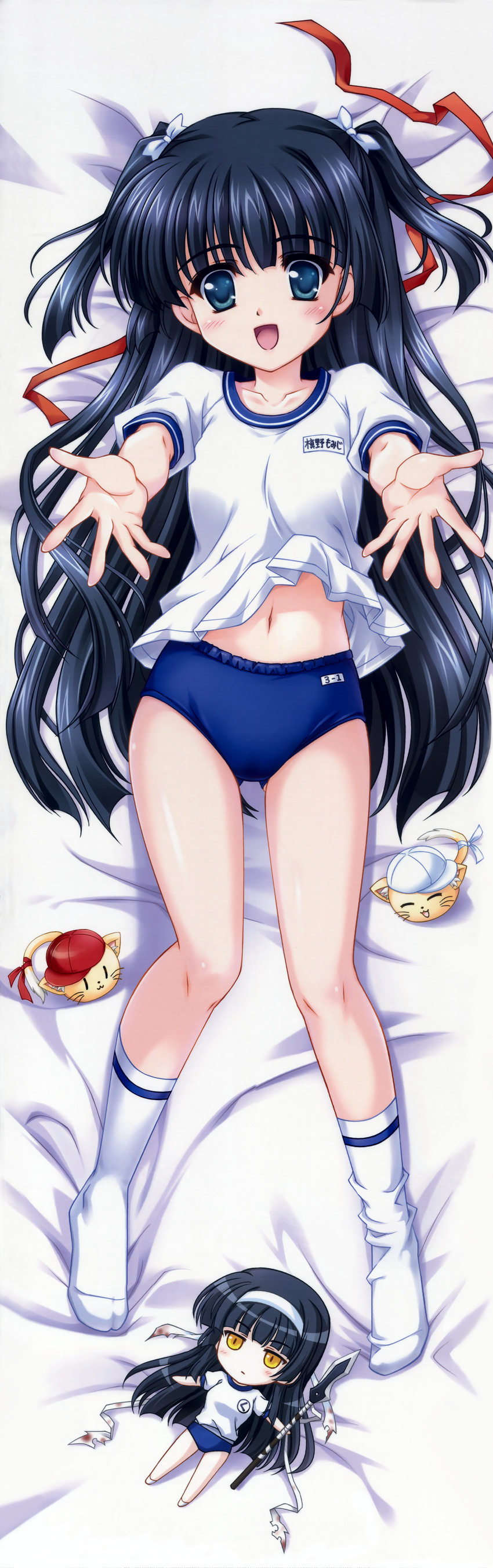 ankoromochi black_hair character_doll cotton_software dakimakura feet female highres huge_filesize long_image lying makino_momiji navel no_shoes reconquista socks solo tall_image