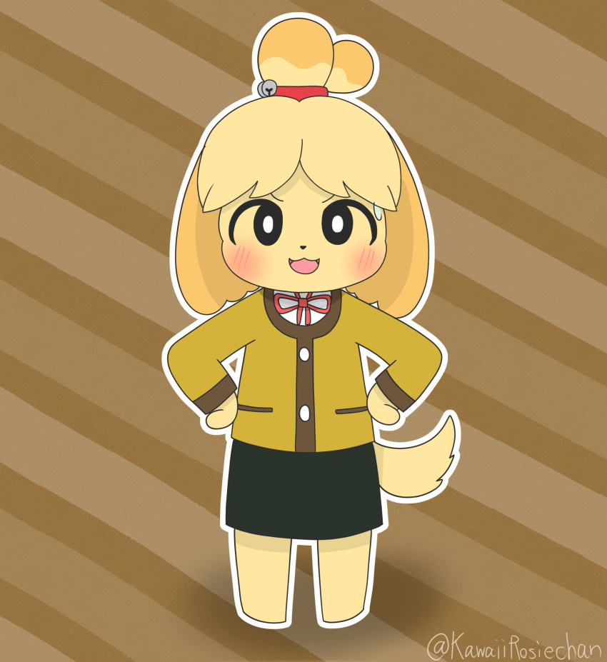 absurd_res animal_crossing canid canine canis domestic_dog female hi_res isabelle_(animal_crossing) kawaiirosiechan mammal nintendo solo