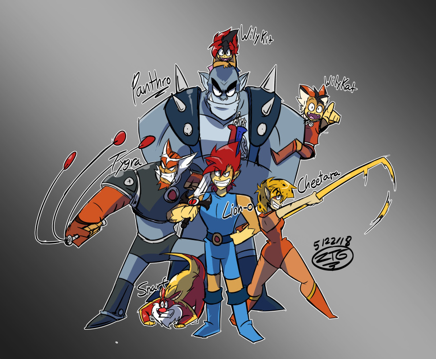 absurd_res brother_(lore) brother_and_sister_(lore) cheetara domestic_cat english_text felid feline felis female grin group hair hi_res holding_melee_weapon holding_object holding_sword holding_weapon lion-o male mammal melee_weapon nunchaku open_mouth open_smile panthro polearm red_hair sibling_(lore) sister_(lore) smile snarf snarf_(species) spiky_hair staff sword text thundercats thundercats_2011 thundercats_roar twins_(lore) tygra weapon whip wilykat wilykit