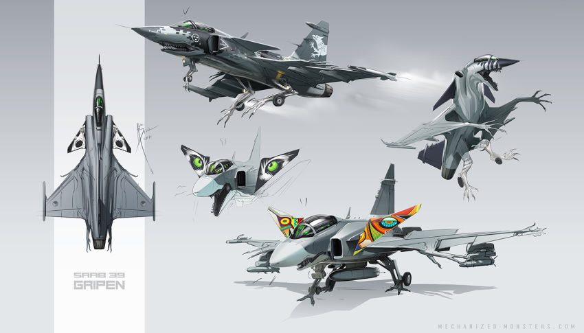 aircraft ambiguous_gender dire_aircraft dire_machine dire_vehicle fangs feral flying gripen hydrothrax_(artist) jas_39_gripen living_aircraft living_machine living_vehicle machine saab saab_gripen solo teeth vehicle