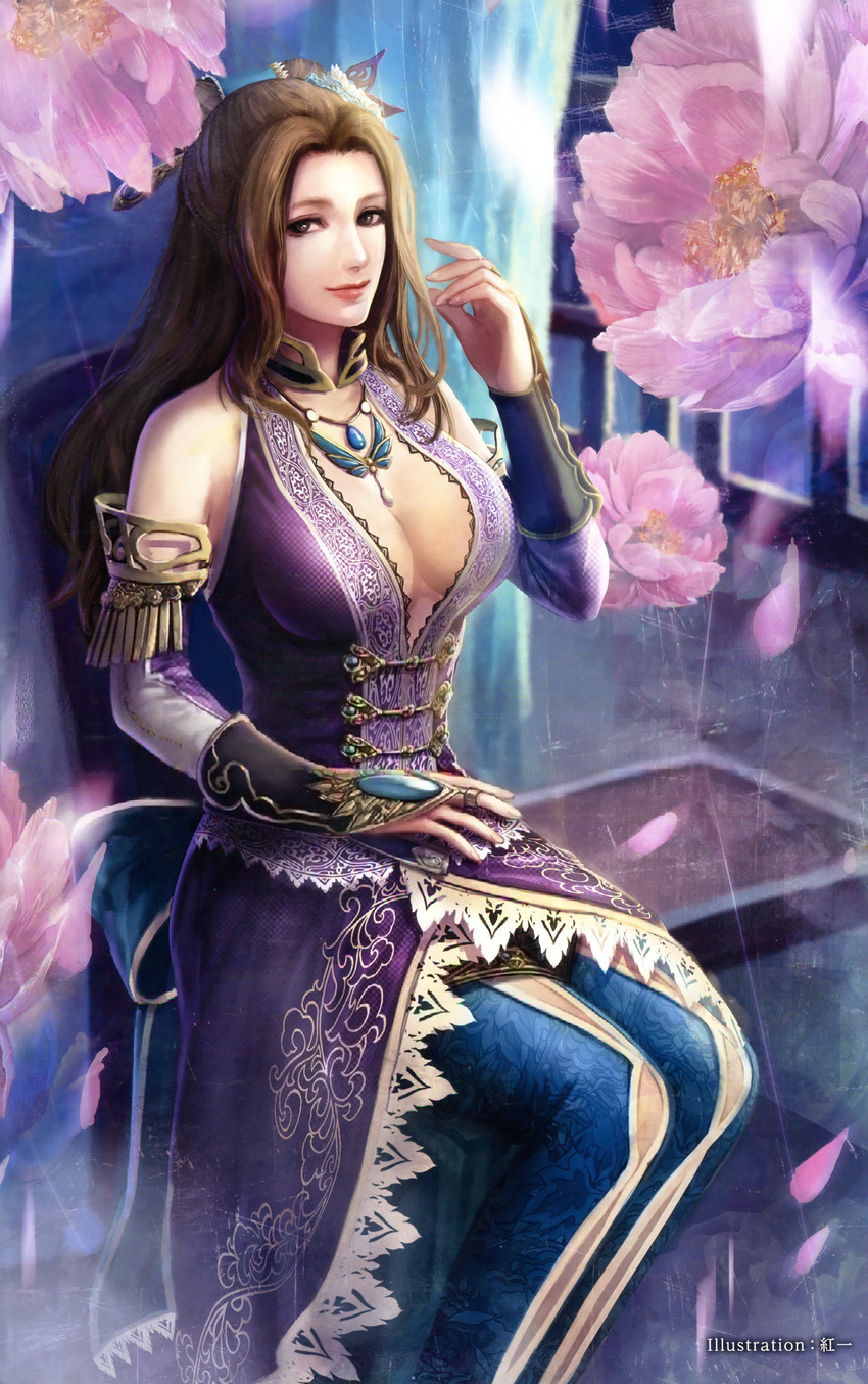 breasts cleavage large_breasts long_hair official_art shin_sangoku_musou zhang_chunhua