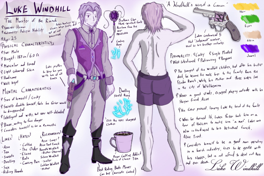 2022 elegant farfener green_eyes gun hair handgun happy human invalid_color links luke_(links) magic male mammal model_sheet occult_symbol ranged_weapon revolver rune runes sigil slaver slim small_waist symbol tall the_farfener weapon windhill_(links)