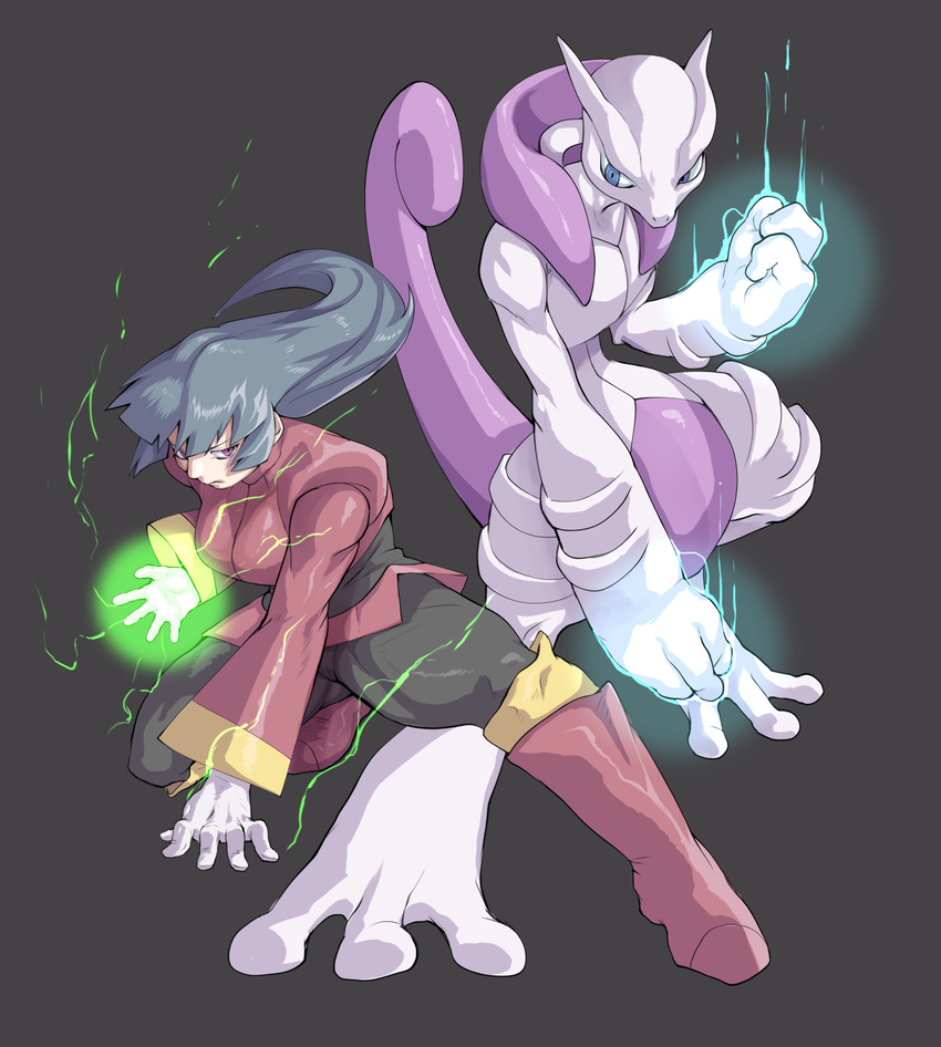 energy female ganguro_(zerodigiporu) gym_leader long_hair mega_mewtwo_x mega_pokemon mewtwo natsume_(pokemon) nintendo pokemon pokemon_(game) pose serious