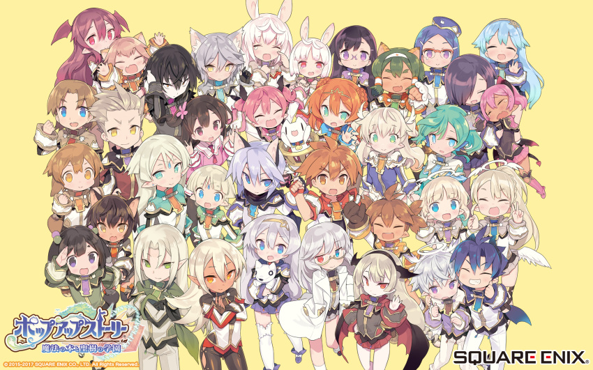 6+boys 6+girls alisa_kirsten alvin_granford angel angel_and_devil animal_ears aqua_eyes aqua_hair black_hair blade_(galaxist) blonde_hair blue_eyes blue_hair brown_eyes brown_hair camilla_regina carrie_alberta cat_boy cat_girl circlet clarice_amber closed_eyes copyright_name copyright_notice dark_elf dark_skin demon_boy demon_girl dog_boy dog_girl dwarf elf emelia_pris end_card ending english_text erik_burton erika_oldenburg eve_ainsworth everyone fairy farfalia feline fish_girl full_body green_eyes green_hair hair_between_eyes hannah_blaze heterochromia highres jenna_kirsty jimiko juno_bernal killian_phegor kirara_ookami kris_bernal ledo_vassar light_blue_hair light_brown_hair liliana_hart lion_girl long_hair lucille_aleister luke_venus mary_lane mikhail_lancelot misty_sheikh monica_grace multiple_boys multiple_girls oerba_yun_fang official_art official_wallpaper one_side_up orange_hair pink_eyes pink_hair pointy_ears pop-up_story purple_eyes purple_hair rabbit_ears rabbit_girl red_eyes renge_miyamoto revia_serge revision rita_drake ruri_ookami selim_spark serizawa_shion shinigami shiroe_adele short_hair siblings sisters skin_fang st._feles_gakuen_uniform stella_noir suzuna_isurugi tiger_girl ursula_raiment vampire white_hair wolf_girl yellow_eyes ymir_paaya yuuri_lessen ziz_glover