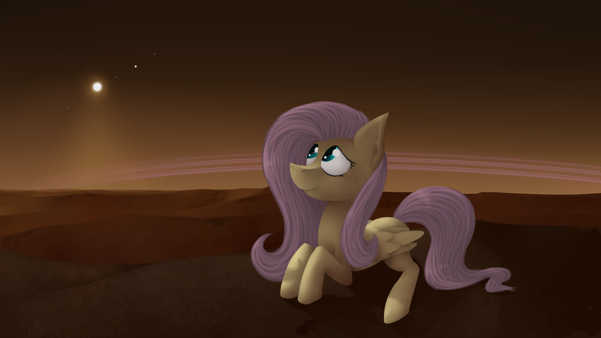 2016 digital_media_(artwork) equid equine female feral fluttershy_(mlp) friendship_is_magic hair hasbro hi_res horse mammal marsminer my_little_pony planet planet_rings pony solo space star