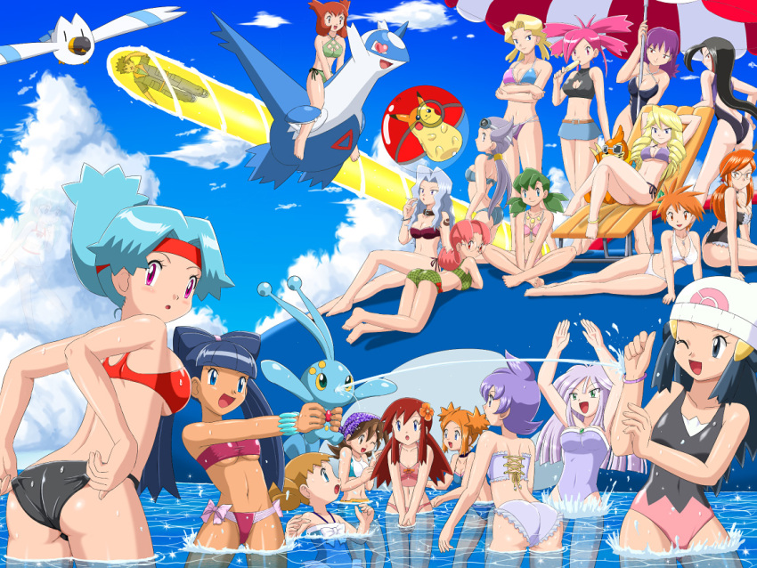 6+girls adjusting_clothes adjusting_swimsuit amber_(pokemon) anabel_(pokemon) annotated aria_(pokemon) arms_up ass bandana beanie between_breasts bianca_(pokemon_heroes) bikini black_hair blonde_hair blue_eyes blue_hair blush breasts brigette_(pokemon) brock_(pokemon) brown_eyes brown_hair buizel cigarette cleavage cleavage_cutout clothing_cutout cloud dawn_(pokemon) day denim denim_skirt diana_(pokemon) dj_mary_(pokemon) everyone flannery_(pokemon) food ghost glacia_(pokemon) glasses go-rock_squad goggles green_eyes green_hair hair_up hat headband heart holding holding_pokemon in-franchise_crossover jewelry karen_(pokemon) kyogre large_breasts latios lizabeth_(pokemon) long_hair lorelei_(pokemon) lucy_(pokemon) manaphy medium_breasts melody_(pokemon) midriff miniskirt mint_(pokemon) molly_hale multiple_girls navel necklace ocean one_eye_closed open_mouth orange_hair outdoors parted_bangs philena_ivy pikachu pink_eyes pink_hair pokemoa pokemon pokemon:_the_first_movie_-_mewtwo_strikes_back pokemon_(anime) pokemon_(classic_anime) pokemon_(creature) pokemon_3:_the_movie_-_spell_of_the_unown:_entei pokemon_4ever_-_celebi:_the_voice_of_the_forest pokemon_box_ruby_&_sapphire pokemon_colosseum pokemon_emerald pokemon_heroes:_latios_&_latias pokemon_ranger pokemon_ranger_1 pokemon_ranger_and_the_temple_of_the_sea pokemon_rse pokemon_rse_(anime) pokemon_tcg pokemon_tcg_gb pokemon_the_movie_2000:_the_power_of_one popsicle purple_eyes purple_hair red_eyes red_hair rui_(pokemon) sexually_suggestive short_hair side-tie_bikini_bottom skirt sky small_breasts smile solana_(pokemon) summer surprised swimsuit tiffany_(pokemon) twintails umbrella underboob water wavy_hair when_you_see_it wingull winona_(pokemon)