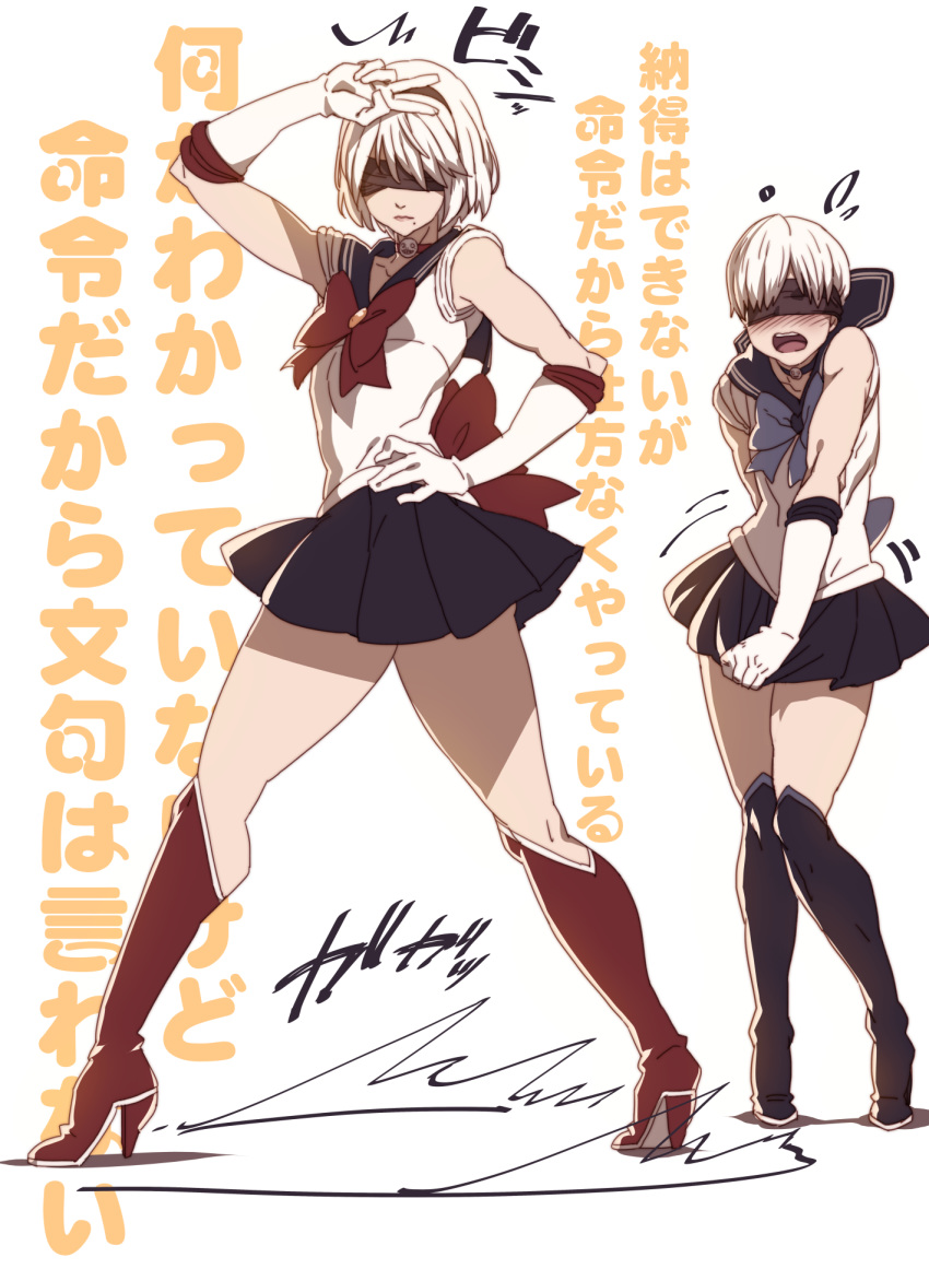 heels nier_automata seifuku tasaka_shinnosuke yorha_no.2_type_b yorha_no._9_type_s