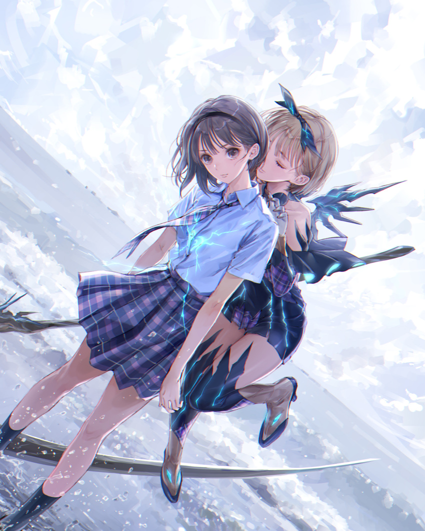 blue_reflection dress heels hirahara_hiori kishida_mel seifuku tagme weapon wet wings