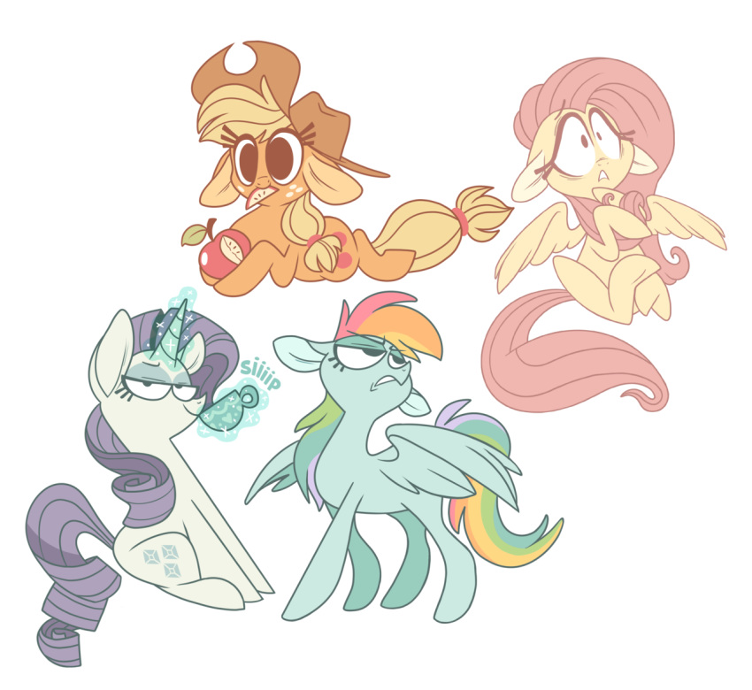 2019 accessory all_fours apple applejack_(mlp) blonde_hair blue_body blue_fur clothing container cowboy_hat cup curled_hair curled_tail cutie_mark diamond_(disambiguation) earth_pony eating english_text equid equine feathered_wings feathers female feral fluttershy_(mlp) food freckles friendship_is_magic fruit fur group hair hair_accessory hairband hasbro hat headgear headwear hooves horn horse kyrakupetsky looking_at_viewer looking_away lying magic magic_user mammal mane multicolored_hair multicolored_mane multicolored_tail multiple_images my_little_pony mythological_creature mythological_equine mythology on_front orange_body orange_fur pegasus pink_hair plant pony purple_hair rainbow_dash_(mlp) rainbow_hair rainbow_mane rainbow_tail rarity_(mlp) scared simple_background sipping sitting smug sound_effects tail tea_cup text toony unicorn unicorn_horn walking white_background white_body white_fur wings yellow_body yellow_fur