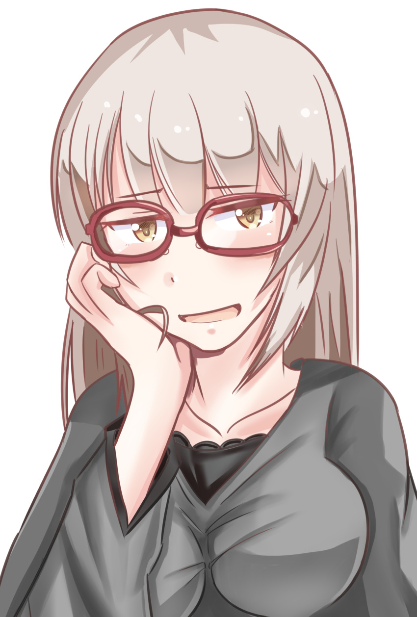 brown_hair commentary_request female glasses hazuki_shizuku highres long_hair miyabi_(planet-caravan12) new_game! solo upper_body