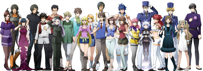 6+boys 6+girls :d adjusting_eyewear aki_zake allelujah_haptism animal_ears antenna_hair arm_up armpits ascot ass bad_id bad_pixiv_id belt bike_shorts black_hair black_legwear blonde_hair blue_hair bodysuit boots braid breasts brother_and_sister brothers brown_hair bun_cover capri_pants cat_ears china_dress chinese_clothes choker christina_sierra cleavage clothes_around_waist crop_top double_bun dress drill_hair dual_persona earrings elbow_gloves everyone evil_grin evil_smile facial_mark feldt_grace floating forehead_mark freckles frills frown garter_straps glasses gloves graham_aker green_eyes grey_hair grey_legwear grin gundam gundam_00 gundam_00f gundam_meister_874 hair_bun hair_ornament hair_over_one_eye hair_ribbon hairband hairclip hallelujah_haptism hanayo hat high_heels highres hong_long howard_mason jacket jewelry johann_trinity knee_boots kneehighs large_breasts lasse_aeon lichtendahl_tsery lineup lipstick long_hair louise_halevy louise_halevy's_mama makeup mary_janes medium_breasts michael_trinity midriff military military_uniform mother_and_daughter multiple_boys multiple_girls necktie nena_trinity open_mouth pants pantyhose pilot_suit pink_hair pointing ponytail red_hair ribbon saji_crossroad salute scarf school_uniform setsuna_f._seiei sherilyn_hyde shirt shoes short_hair short_shorts short_twintails shorts siblings single_hair_bun skirt sleeveless sleeveless_shirt smile smirk socks soma_peries spandex spiked_hair standing star_(symbol) sumeragi_lee_noriega sundress sunglasses sweater sweater_around_waist thigh_boots thighhighs turtleneck twin_braids twintails uniform very_long_hair vest wang_liu_mei wavy_hair white_hair white_legwear wrist_cuffs yellow_eyes zettai_ryouiki