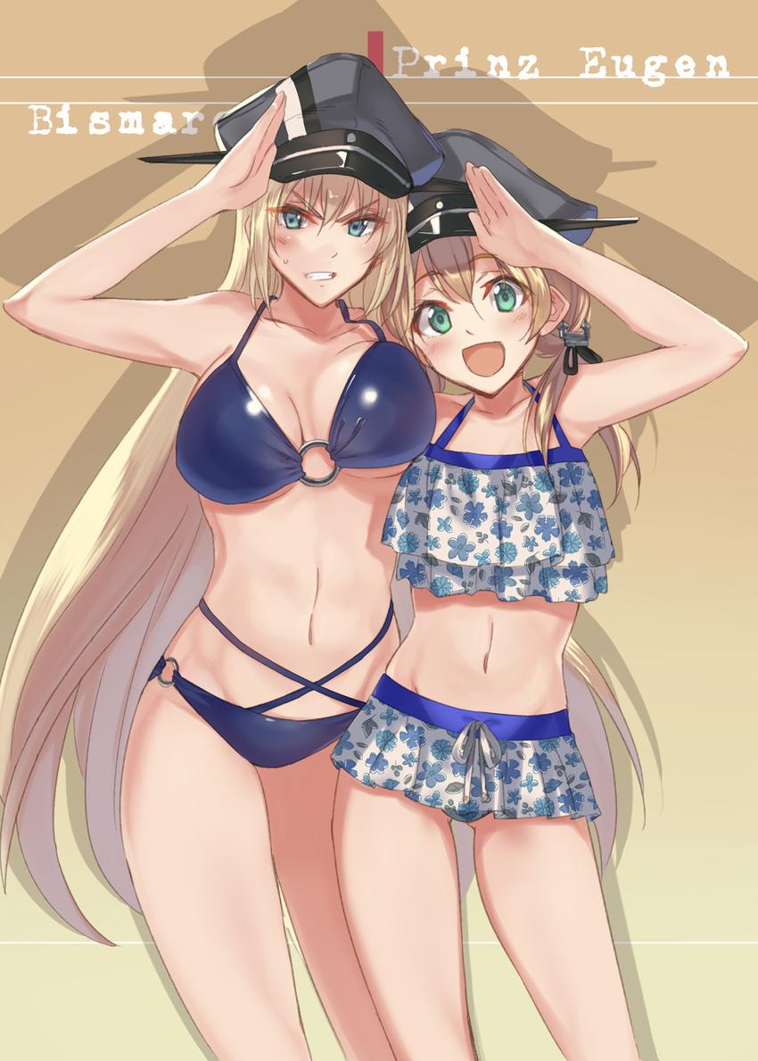 bikini bismarck_(kancolle) kabocha kantai_collection prinz_eugen_(kancolle) swimsuits