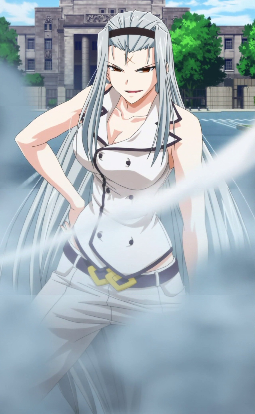 breasts female girl highres kuki_ageha long_hair maji_de_watashi_ni_koi_shinasai! scar screencap solo standing stitched white_hair