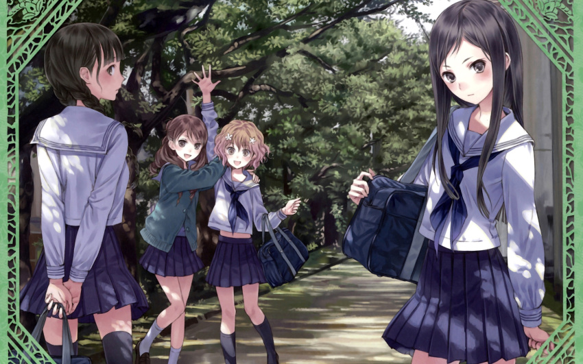 hanasaku_iroha kishida_mel matsumae_ohana oshimizu_nako seifuku tsurugi_minko wakura_yuina