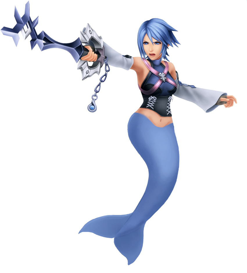 aqua_(kingdom_hearts) atlantica blue_eyes blue_hair disney edit edited kingdom_hearts kingdom_hearts_birth_by_sleep mermaid monster_girl official_art short_hair transformation