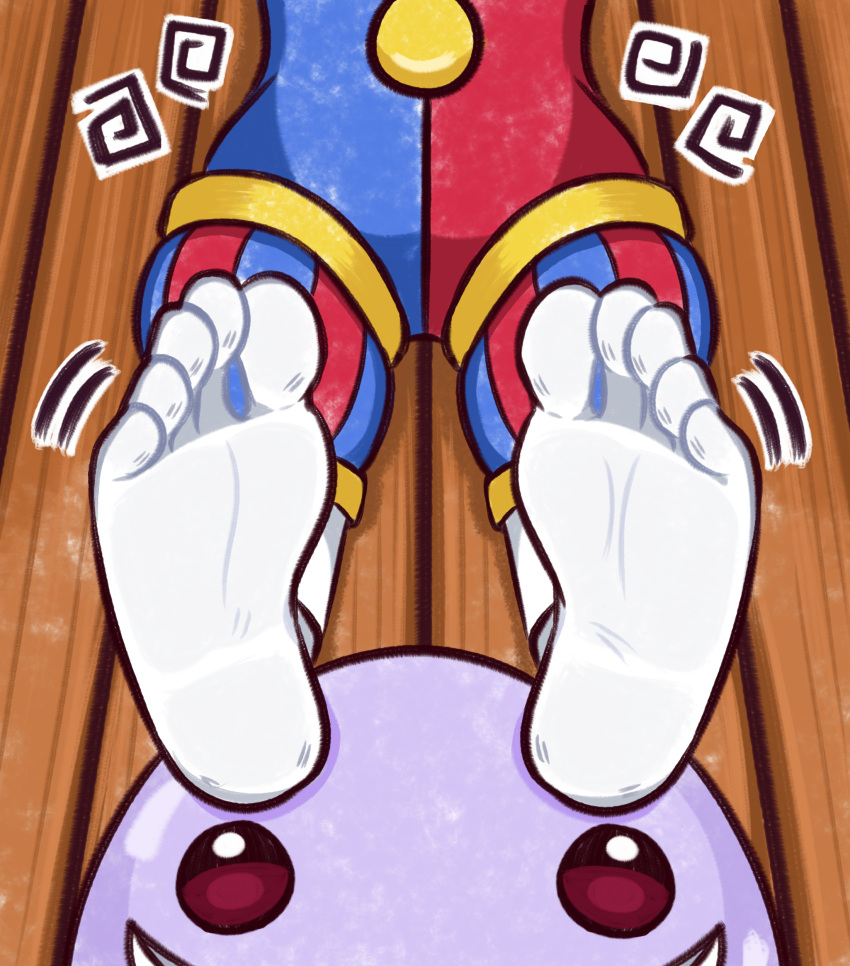 absurdres barefoot feet feet_up female footstool highres jester mintytoid pomni_(the_amazing_digital_circus) soles the_amazing_digital_circus