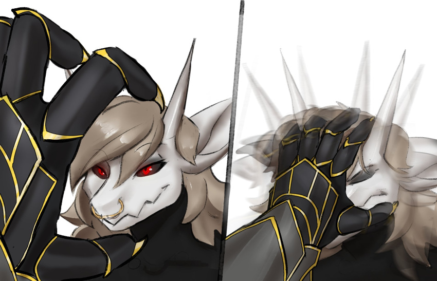 aggron anthro armor facial_piercing female generation_3_pokemon hi_res male meme nintendo nose_piercing nose_ring piercing pokemon pokemon_(species) ring_piercing silver_warrior08 titanium_(aggrontitanium) vayhl'ayne_(vahlyance)