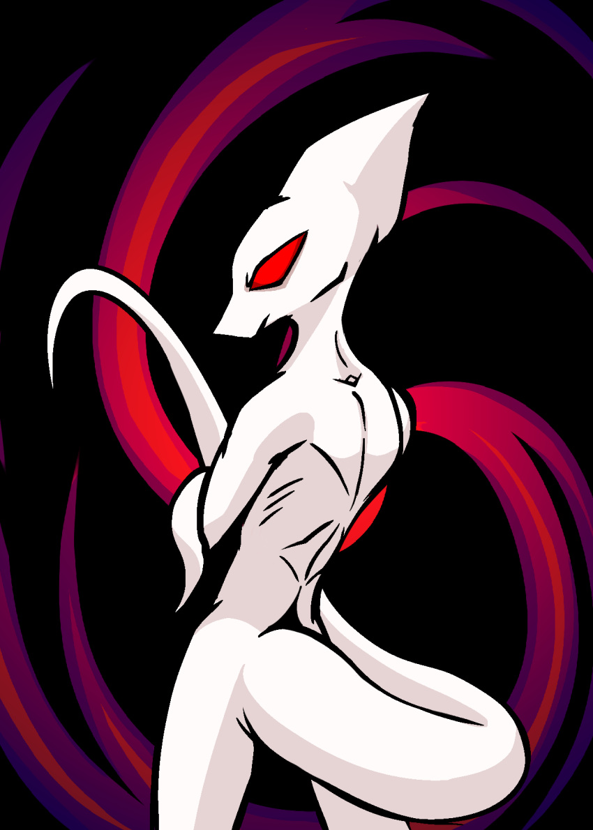 alien big_ears crossed_arms earthbound_(series) giygas hi_res long_ears long_tail looking_back male nanodude78 nintendo rear_view red_eyes solo standing tail white_body white_ears white_skin