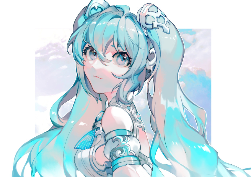 azalea blue_eyes blue_hair hatsune_miku long_hair twintails vocaloid