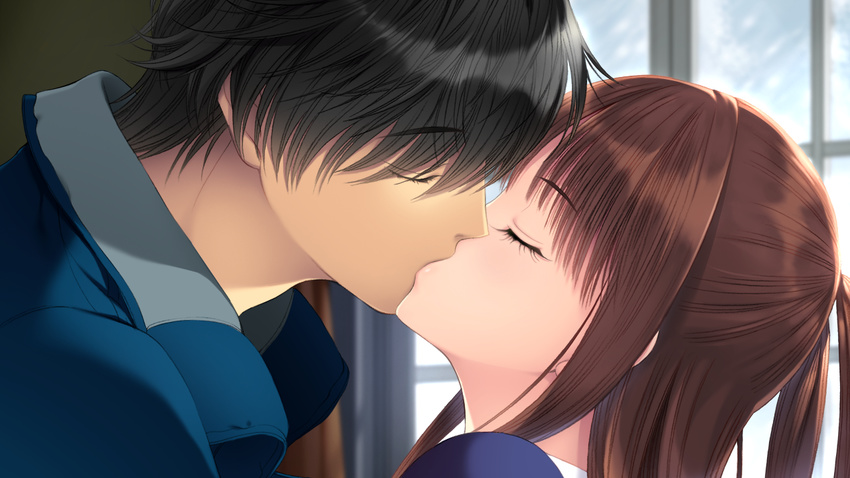 1boy closed_eyes couple female game_cg ichikawa_saasha kissing matsubara_kusuha neyuki_no_gen'ei straight