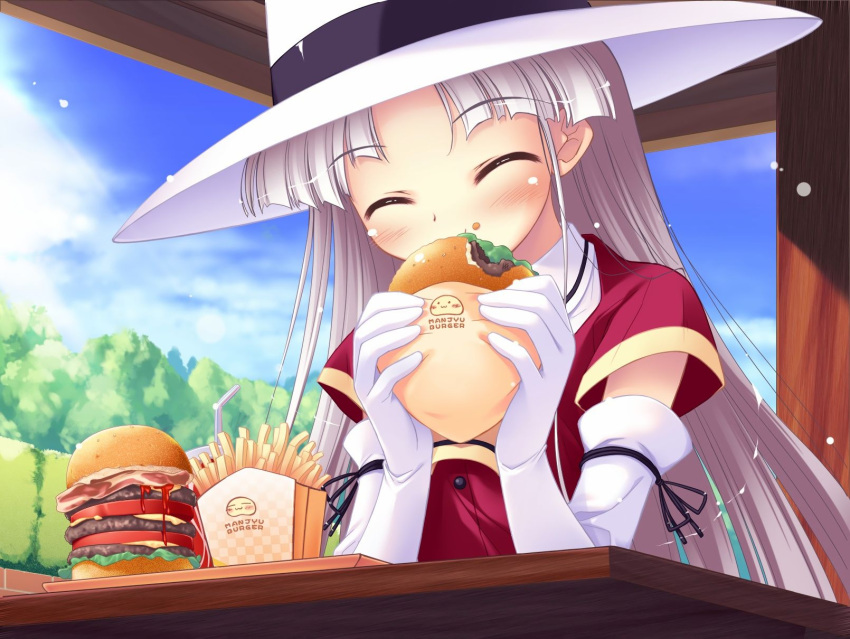 food gloves happiness hat long_hair shikimori_ibuki