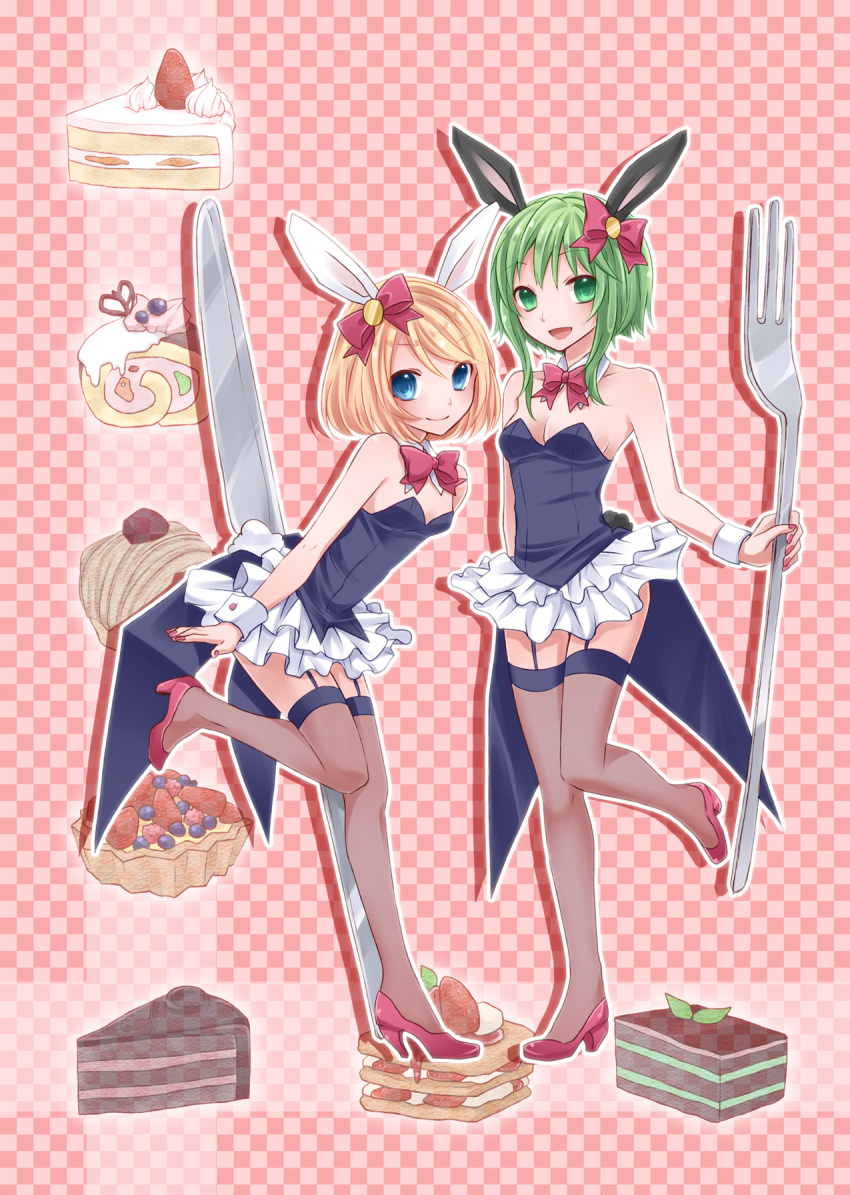 animal_ears bunny_ears bunny_girl gumi kagamine_rin stockings thighhighs vocaloid yayoi