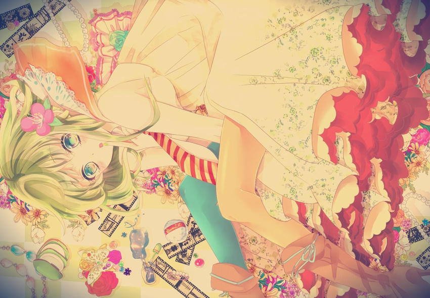 boots dress flowers gumi isagot jpeg_artifacts tie vocaloid