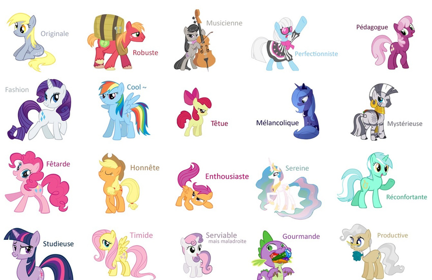 alicorn anthro apple_bloom_(mlp) applejack_(mlp) big_macintosh_(mlp) black_hair blonde_hair blue_body blue_eyes blue_fur blue_hair cheerilee_(mlp) clothing crown cutie_mark derpy_hooves dragon ear_piercing earth_pony equid equine eyewear feathered_wings feathers female feral fluttershy_(mlp) freckles french_text friendship_is_magic fur glasses green_eyes grey_body grey_fur grey_hair group hair hasbro hat headgear headwear horn horse long_hair lyra_heartstrings_(mlp) male mammal mayor_mare_(mlp) multicolored_hair my_little_pony mythological_creature mythological_equine mythological_scalie mythology octavia_(mlp) open_mouth pegasus photo_finish_(mlp) piercing pink_body pink_fur pink_hair pinkie_pie_(mlp) pony princess_celestia_(mlp) princess_luna_(mlp) purple_body purple_eyes purple_fur purple_hair rainbow_dash_(mlp) rainbow_hair rarity_(mlp) scalie scootaloo_(mlp) smile spike_(mlp) stripes sweetie_belle_(mlp) tail text translated twilight_sparkle_(mlp) two_tone_hair unicorn white_hair wings young young_anthro young_feral zebra zecora_(mlp)