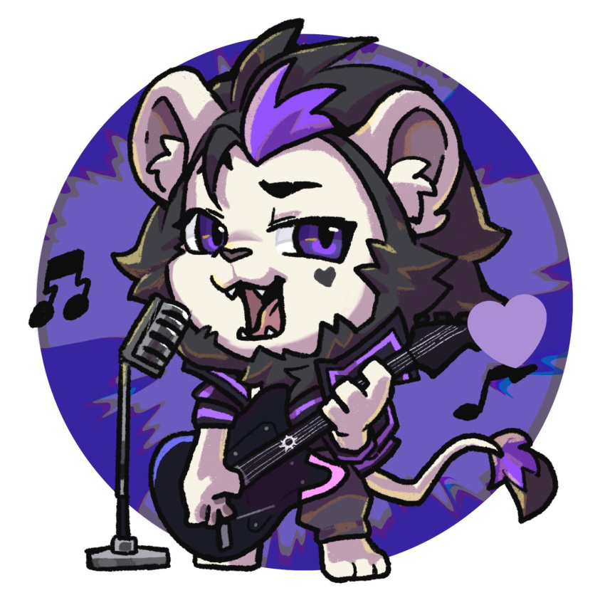 anthro felid heart_symbol hi_res icon lion male mammal pantherine playing_music qooz_(artist) singing solo stan_renart vtuber