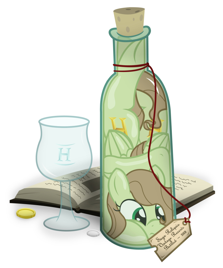 2008 absurd_res alpha_channel book bottle brown_hair brown_tail cartoon_physics coin container cork corked_bottle cup cutie_mark english_text equid equine female feral flexible glass glass_container glass_cup green_body green_eyes hair hasbro hi_res hooves icaron in_bottle in_container label mammal my_little_pony mythological_creature mythological_equine mythology objectification on_model open_book pegasus saga_(icaron) simple_background solo squish stuck tail text transparent_background trapped underhoof wine_bottle wings