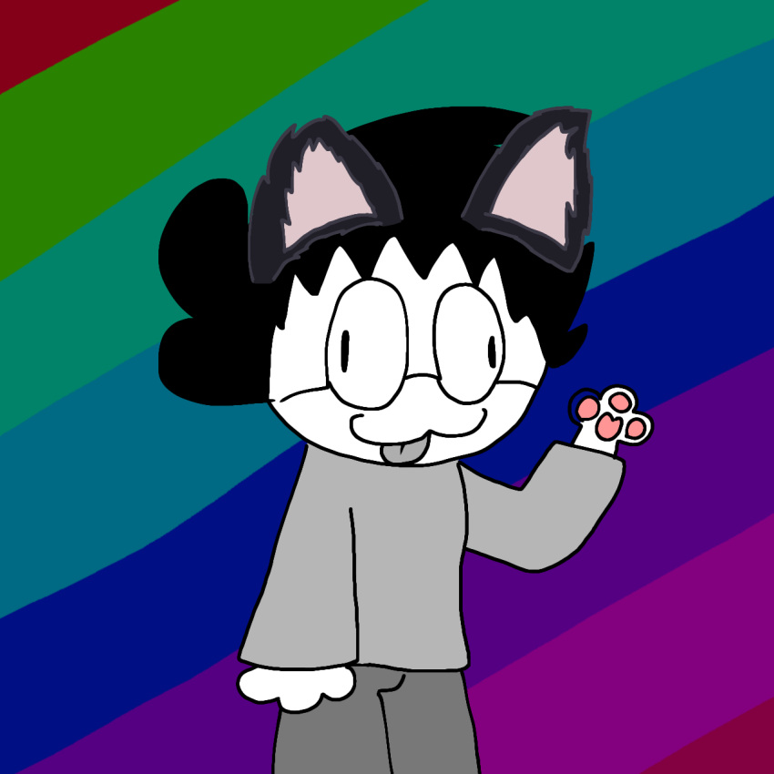 clothing digital_media_(artwork) female hi_res humanoid male male/female pawpads paws peyton_star peytonsuperstar rainbow_background simple_background smile solo