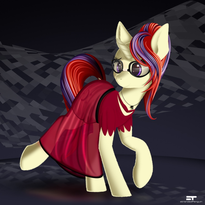 1:1 clothing cutie_mark dress equid equine eyewear female feral friendship_is_magic glasses hasbro hi_res horn mammal moondancer_(mlp) my_little_pony mythological_creature mythological_equine mythology solo strandedpenguin unicorn