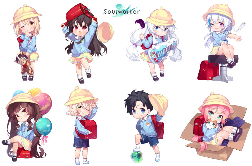 bandaid chibi guitar neko seifuku skirt_lift soccer soul_worker takotsu