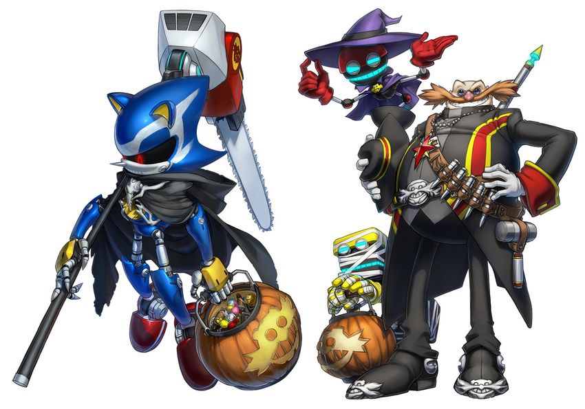 anthro bandage clothing cubot dr._eggman eulipotyphlan group hat headgear headwear hedgehog human inualet machine male mammal metal_sonic orbot robot sega simple_background sonic_the_hedgehog_(series) white_background