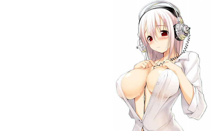 bb breasts female headphones highres large_breasts nitro_super sonico soniko super_sonico wallpaper